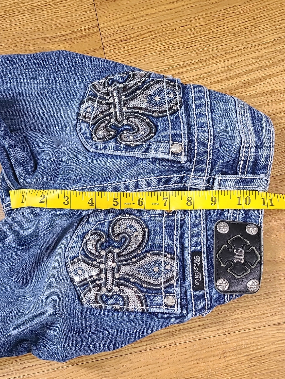 MISS ME VITAGE 10x26 GIRLS JK7066S2 SKINNY, MEDIUM FADED WASH DENIM BLUE JEANS - Picture 2 of 8